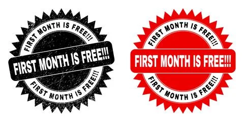 FIRST MONTH IS FREE!!! Black Rosette Stamp with Rubber Style Stock Illustration