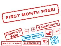 First Month Is Free Rubber Stamp with Bonus Illustration #72419164