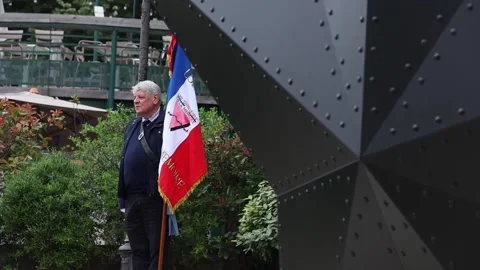First monument in memory of homosexual victims of deportation unveiled in Paris, Stock Footage 309398595