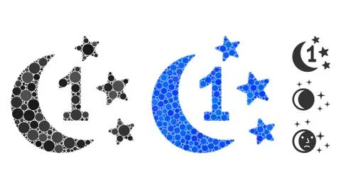 First Moon Night Composition Icon of Spheric Items 스톡 일러스트