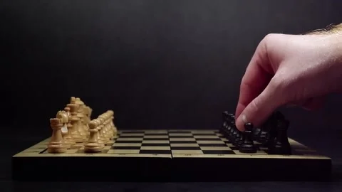 First move in a chess game the beginning Stock Footage 170790504
