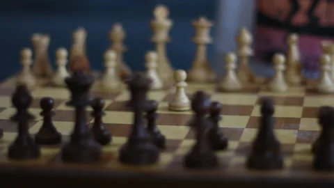 First move in chess. Start of the chess game. Slowmotion. Stock Footage 252763945