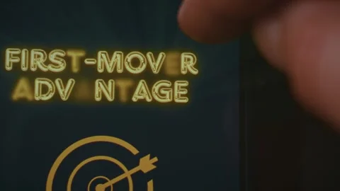 First-Mover Advantage themed graphic presentation viewed on smartphone Vídeo Stock 289086350