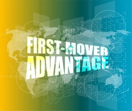 First mover advantage words on digital touch screen interface Illustrazione stock
