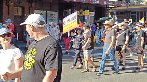 FIRST NATIONS INDIGENOUS SUPPORTERS FOR YES VOTE IN AUSTRALIAN VOICE REFERENDUM Stock Footage 250447245