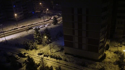 First night snow falling 2 Stock Footage 116543060