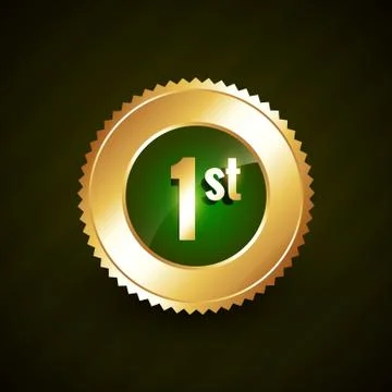 First number vector golden badge design Stock Illustration