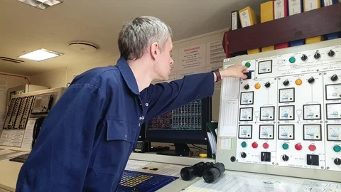 First officer monitors pumping with special equipment Stock Footage 116608539