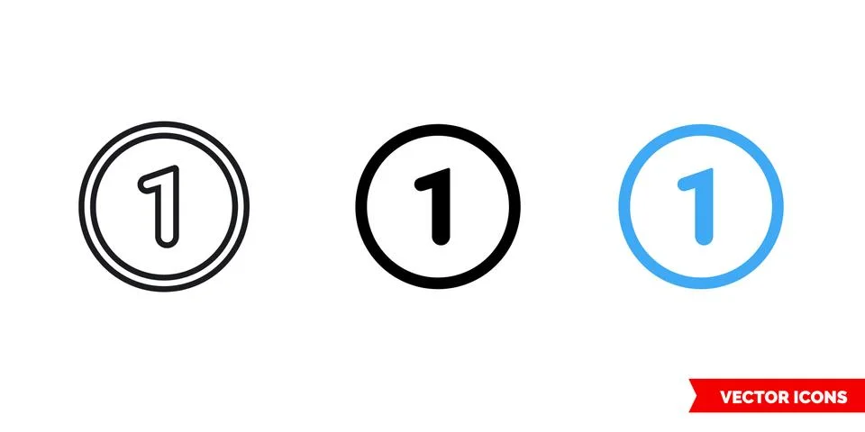 First or one icon of 3 types. Isolated vector sign symbol. Stock Illustration