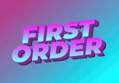 First order text 3d style on colorful gradient background Stock Illustration