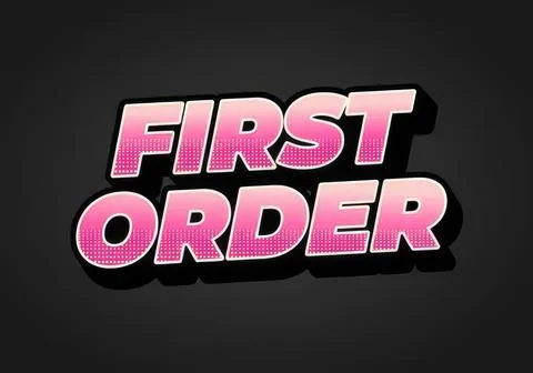 First order text on black background with pink shadow effect Ilustración de archivo