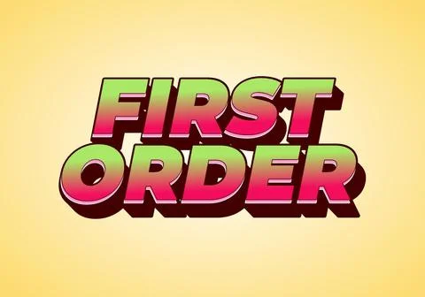 First order. Text effect in 3D style with modern colors Stock Illustration