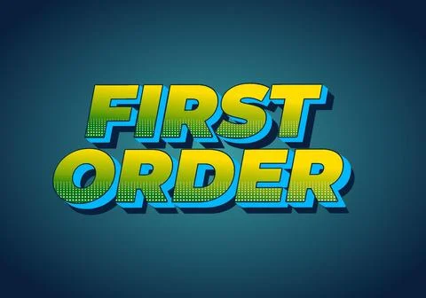 First order. Text effect in 3D style with modern colors Stock Illustration