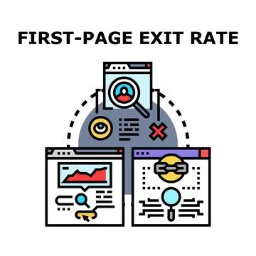 First page exit rate measuring website user experience Stock Illustration