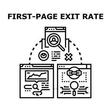 First page exit rate measuring website user experience Stock Illustration