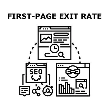 First page exit rate web metrics analysis Stock Illustration