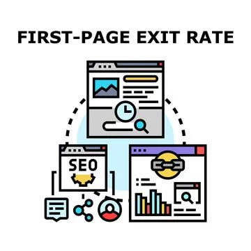 First page exit rate web metrics analysis Stock Illustration