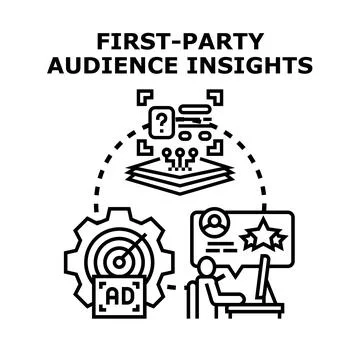First party audience insights data analysis concept Stock Illustration
