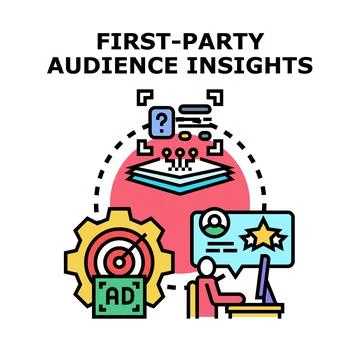 First party audience insights data analysis concept Stock Illustration