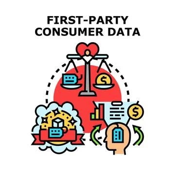 First party consumer data management and marketing strategy Stock Illustration