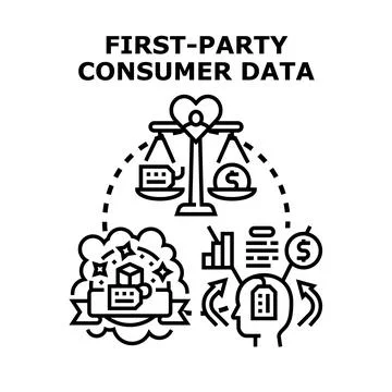 First party consumer data management and marketing strategy Stock Illustration