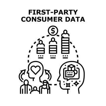 First party consumer data value generating strategy Stock Illustration