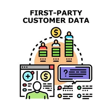 First party customer data collecting and analyzing strategy Stock Illustration