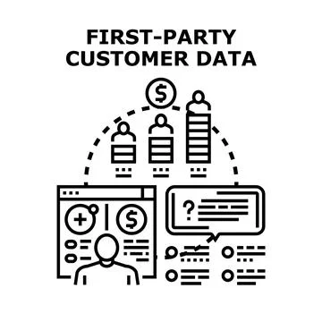 First party customer data collecting and analyzing strategy Stock Illustration