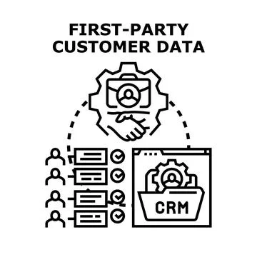 First party customer data collection and management process Stock Illustration