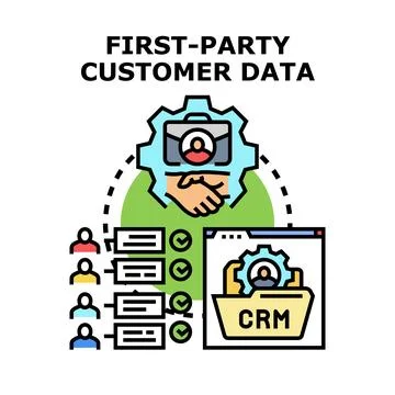 First party customer data collection and management process Stock Illustration