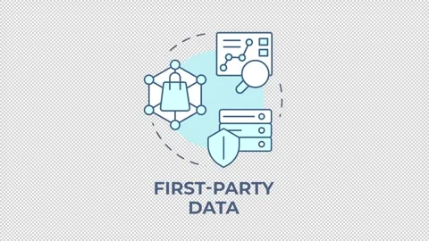 First party data blue concept icon animation Stock Footage 337935482