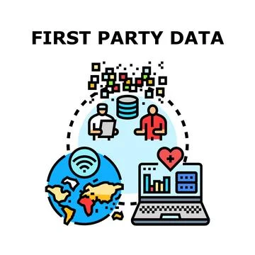 First party data collecting and analyzing process Stock Illustration