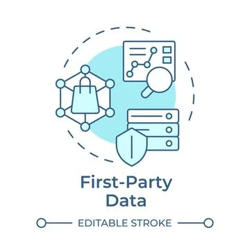 First party data soft blue concept icon Illustrazione stock