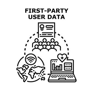 First party user data collecting and managing process Stock Illustration