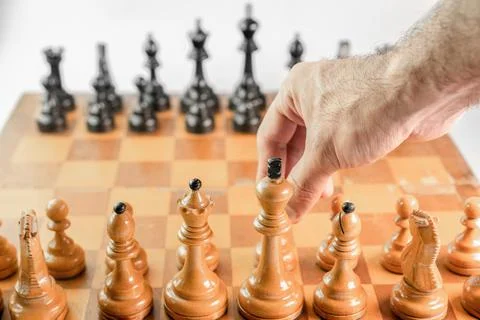 First pawn move in chess Stock Photos