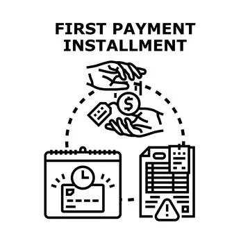 First payment installment concept with financial transaction Stock Illustration