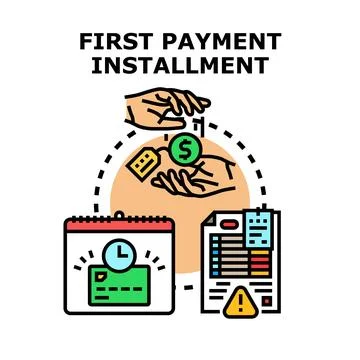 First payment installment concept with financial transaction Stock Illustration