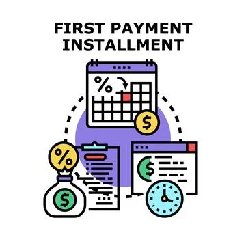 First payment installment process for financial management Stock Illustration