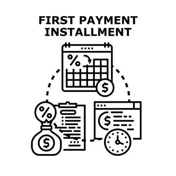 First payment installment process for financial management Stock Illustration