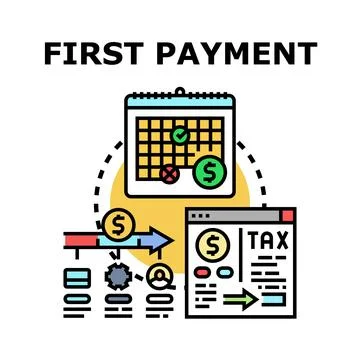 First payment process for financial reporting and taxes Stock Illustration