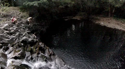 First Person Cliff Jump Video stock 32167449
