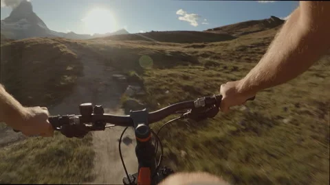 First person perspective mountain biking in the Swiss alps. Stock Footage 150949623