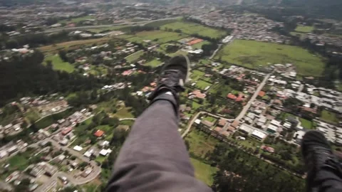 First Person Perspective Paragliding. View of a man parasailing Stock Footage 142727480