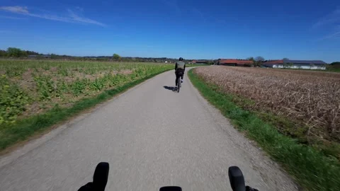 First person perspective of a road bike trip on a countryside trail in Germany 스톡 동영상 338191069