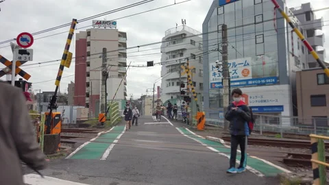 First person point of view video on the last level crossing of Yamanote line. Stock Footage 166734839