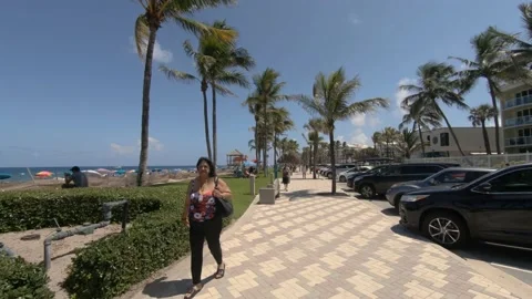 First-Person Point-of-View Walking Southward Along Deerfield Beach Stock Footage 200889260