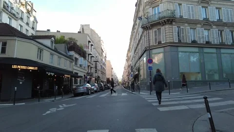 First person POV forward motion driving and bike riding in the streets of Paris Stock Footage 221487860