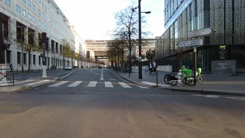First person POV forward motion driving and bike riding in the streets of Paris Stock Footage 221492656