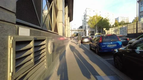 First person POV forward motion driving and bike riding in the streets of Paris Stock Footage 221493050