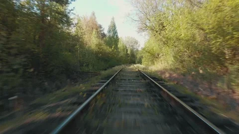First person rails train Stock Footage 130844896